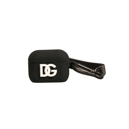 Dolce & Gabbana Black Silicone Rubber Logo Embossed Airpods Case Dolce & Gabbana