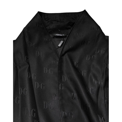 Dolce & Gabbana Black Silk DG Logo Men Wrap Robe Coat Jacket Dolce & Gabbana