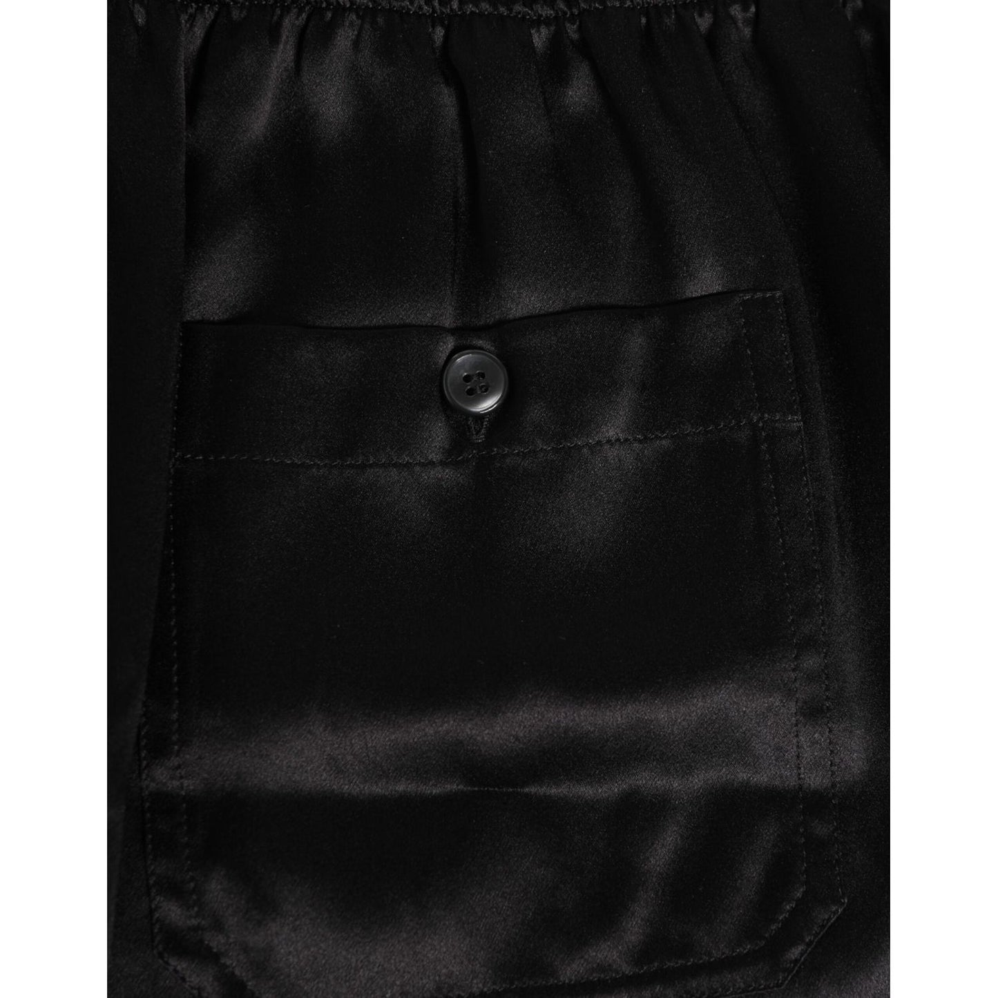 Dolce & Gabbana Black Silk Satin Elastic Men Boxer Short Swimwear