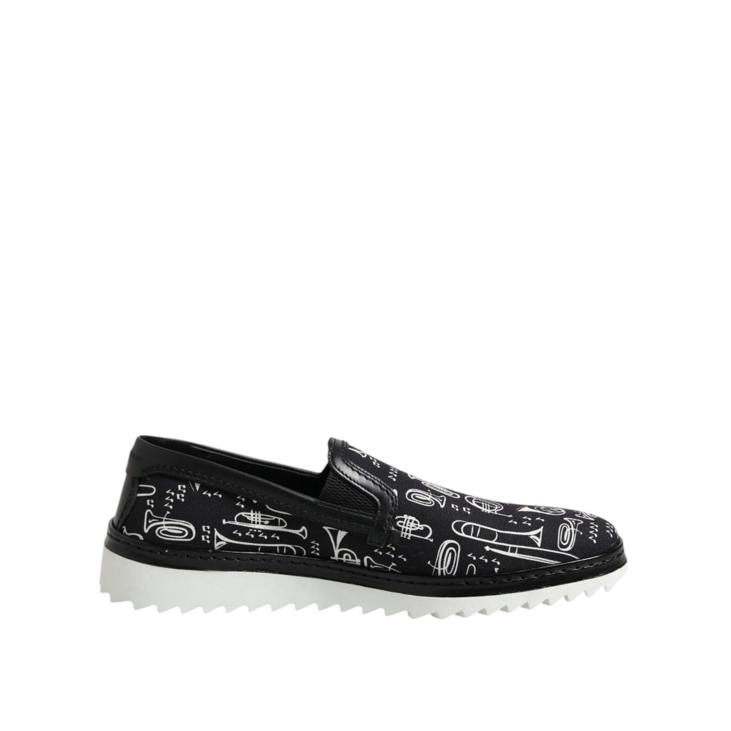 Dolce & Gabbana Black Slip On Printed Men Loafers Shoes Dolce & Gabbana