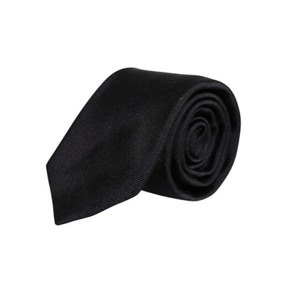 Dolce & Gabbana Black Solid Silk Adjustable Necktie Tie Dolce & Gabbana