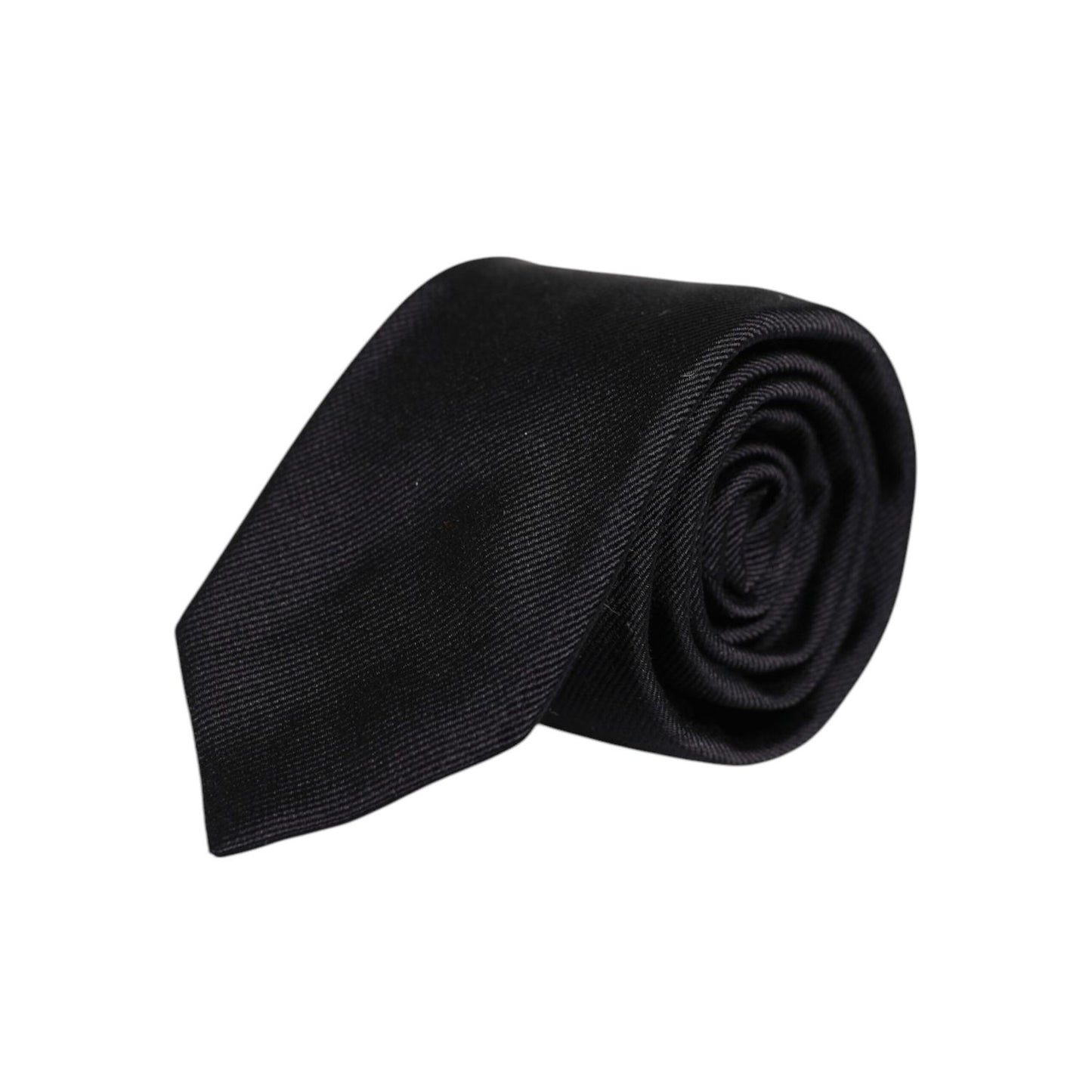 Dolce & Gabbana Black Solid Silk Adjustable Necktie Tie Dolce & Gabbana