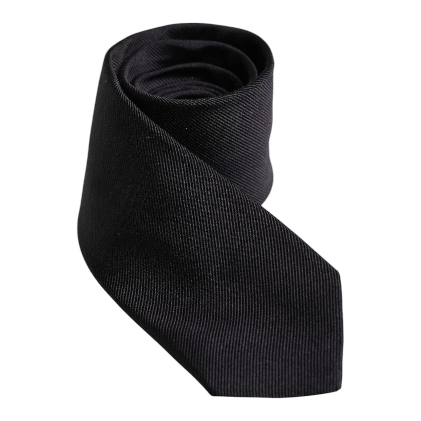 Dolce & Gabbana Black Solid Silk Adjustable Necktie Tie Dolce & Gabbana