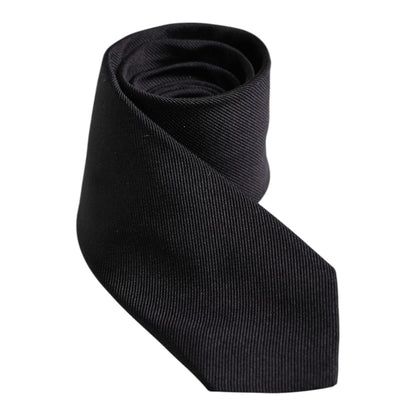 Dolce & Gabbana Black Solid Silk Adjustable Necktie Tie Dolce & Gabbana