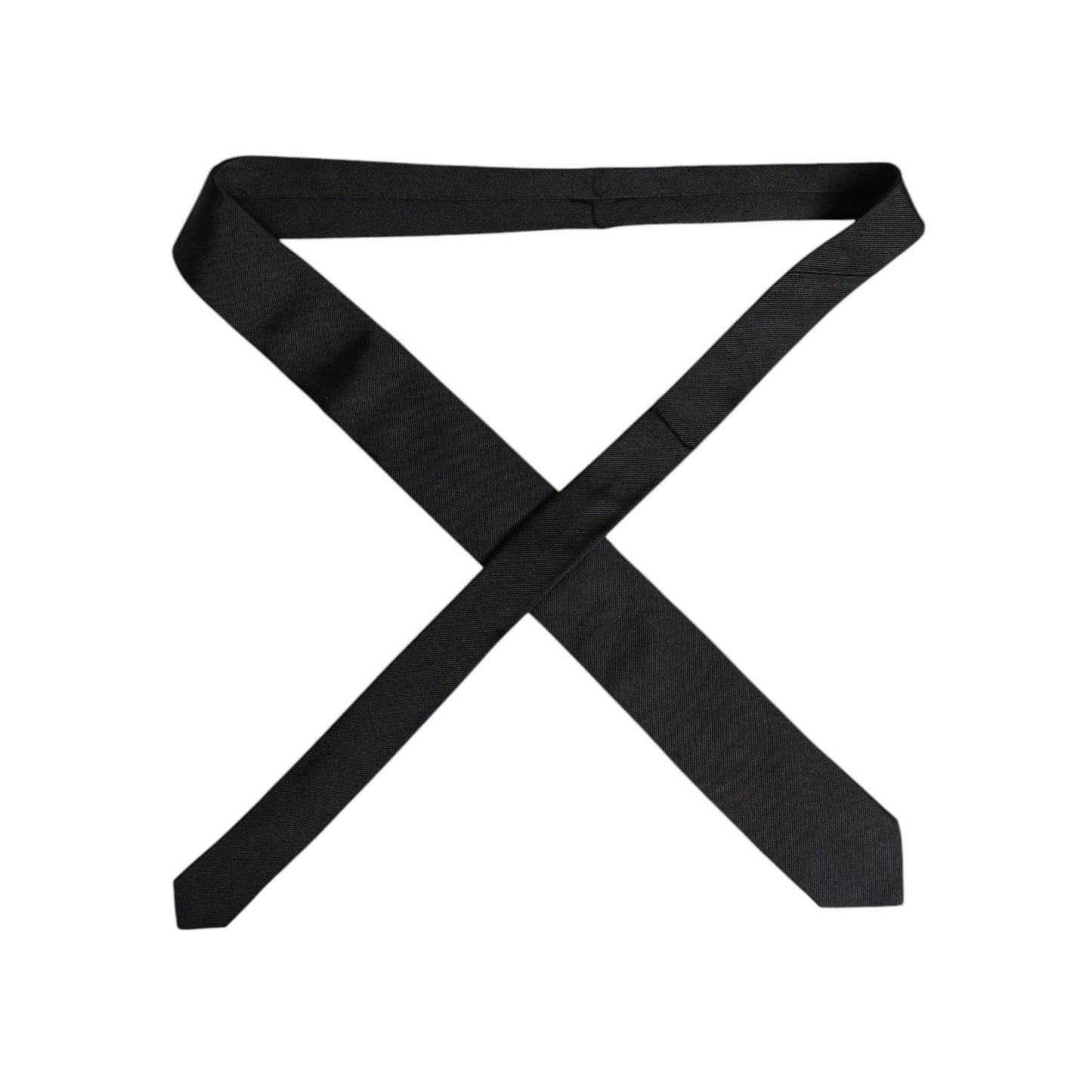 Dolce & Gabbana Black Solid Silk Adjustable Necktie Tie Dolce & Gabbana