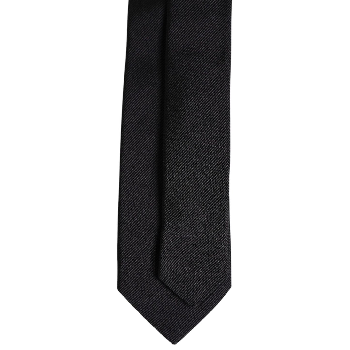 Dolce & Gabbana Black Solid Silk Adjustable Necktie Tie Dolce & Gabbana