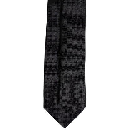 Dolce & Gabbana Black Solid Silk Adjustable Necktie Tie Dolce & Gabbana