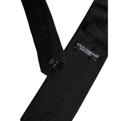 Dolce & Gabbana Black Solid Silk Adjustable Necktie Tie Dolce & Gabbana