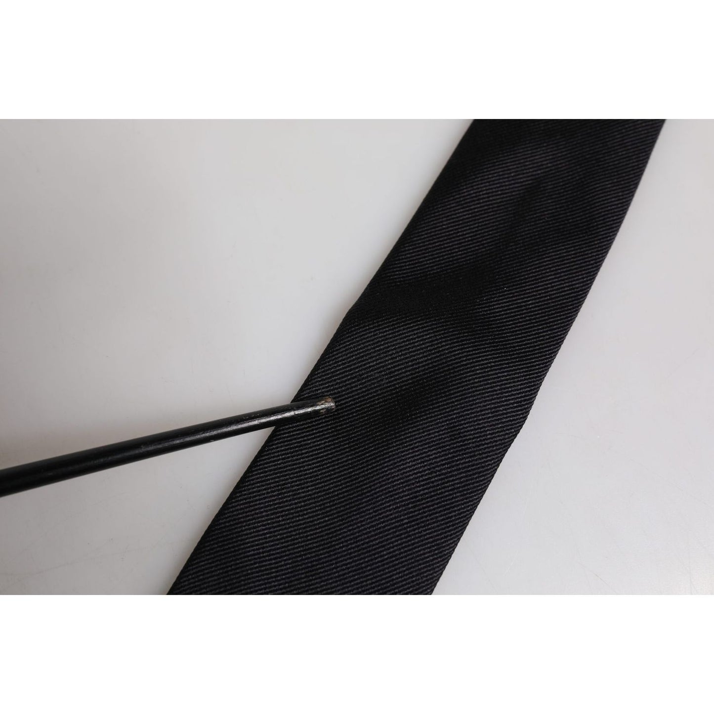 Dolce & Gabbana Black Solid Silk Adjustable Necktie Tie Dolce & Gabbana