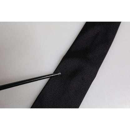 Dolce & Gabbana Black Solid Silk Adjustable Necktie Tie Dolce & Gabbana