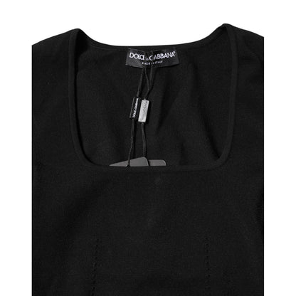 Dolce & Gabbana Black Square Neck Long Sleeves Pullover Top Dolce & Gabbana