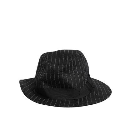 Dolce & Gabbana Black Striped Virgin Wool Men Fedora Capello Hat