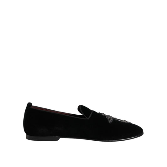 Dolce & Gabbana Black Suede Cross Slip On Loafers Dress Shoes Dolce & Gabbana