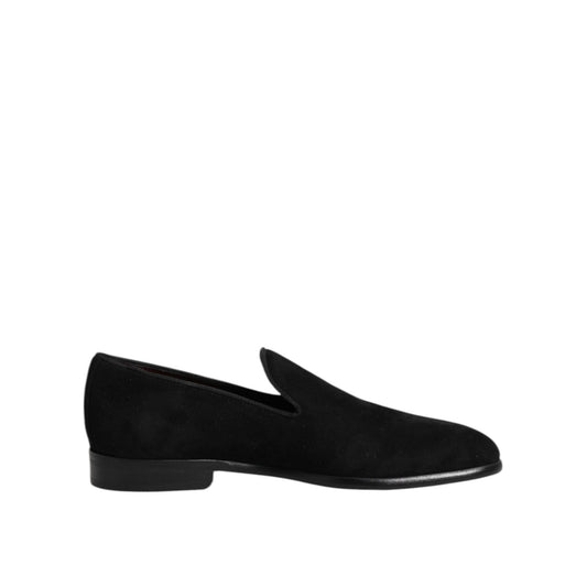 Dolce & Gabbana Black Suede Slip On Loafers Formal Shoes Dolce & Gabbana