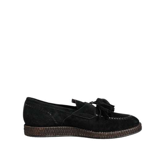Dolce & Gabbana Black Suede Tassel Embellished Loafers Shoes Dolce & Gabbana