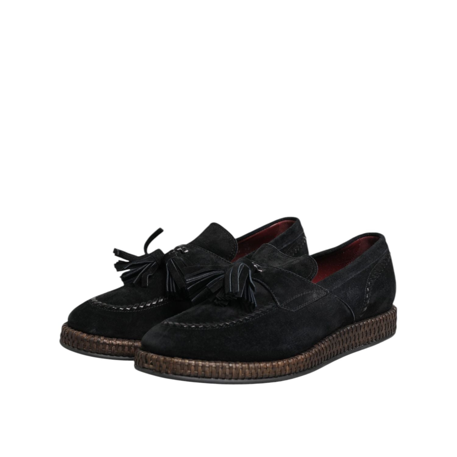 Dolce & Gabbana Black Suede Tassel Embellished Loafers Shoes