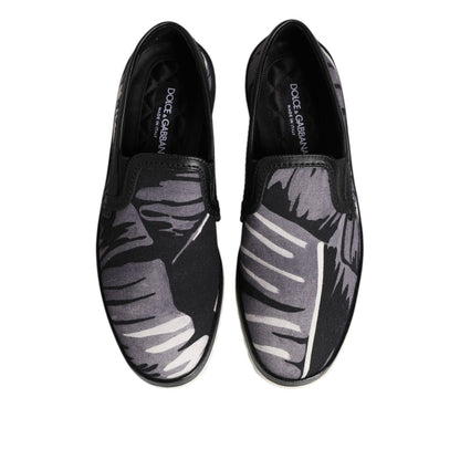 Dolce & Gabbana Black Tropical Slip On Men Sneakers Shoes Dolce & Gabbana