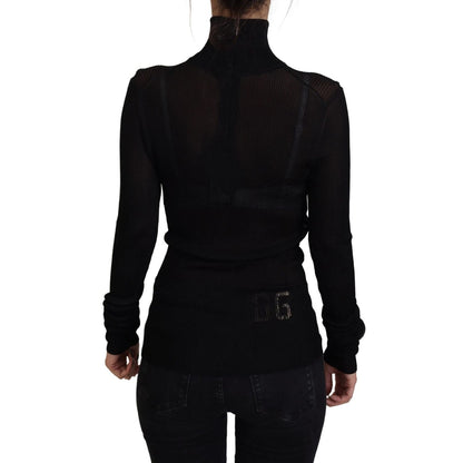 Dolce & Gabbana Black Turtleneck Slim Fit Pullover Sweater
