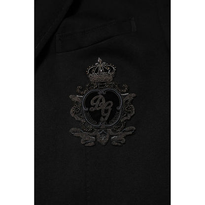Dolce & Gabbana Black Viscose DG Crown Blazer Coat Jacket