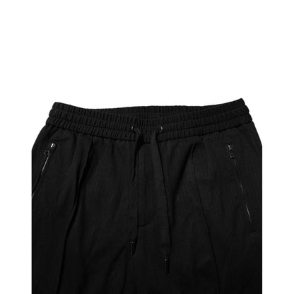 Dolce & Gabbana Black Viscose Skinny Logo Men Jogger Pants Dolce & Gabbana