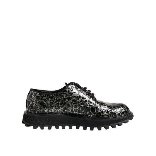 Dolce & Gabbana Black White Calfskin Chunky Derby Shoes Dolce & Gabbana