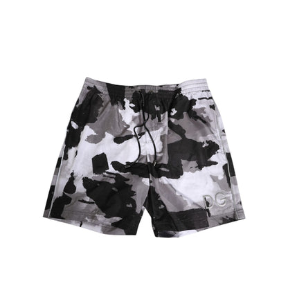 Dolce & Gabbana Black White Camouflage DG Logo Men Swimwear