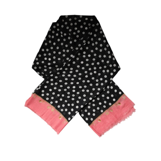 Dolce & Gabbana Black White Polka Dots Fringes Wrap Scarf Dolce & Gabbana