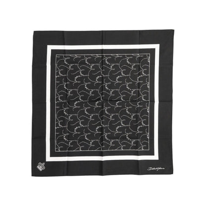 Dolce & Gabbana Black White Printed Square Men Foulard Scarf Dolce & Gabbana