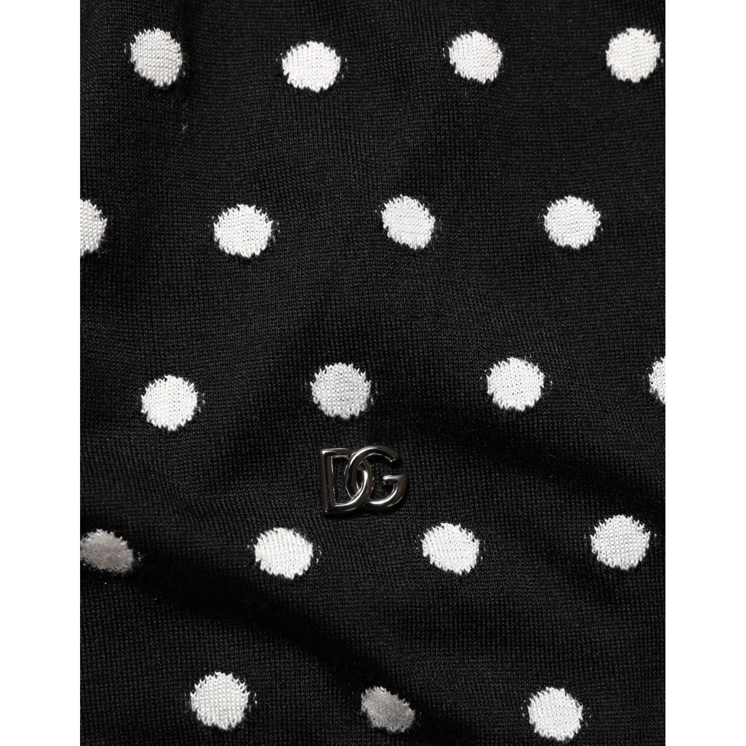 Dolce & Gabbana Black White Stripe Polka V-Neck Pullover Sweater