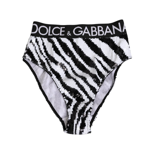 Dolce & Gabbana Black White Stripes High Waist Panty Underwear Dolce & Gabbana
