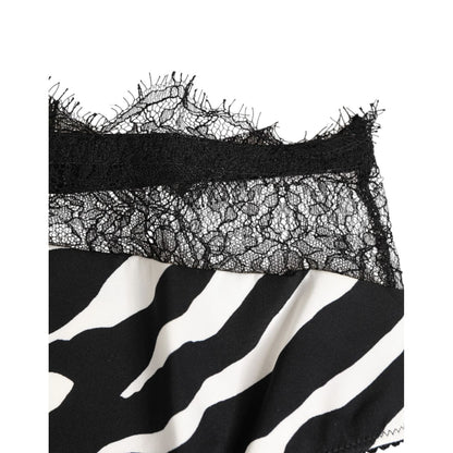 Dolce & Gabbana Black White Zebra Print Lace Trim High Underwear