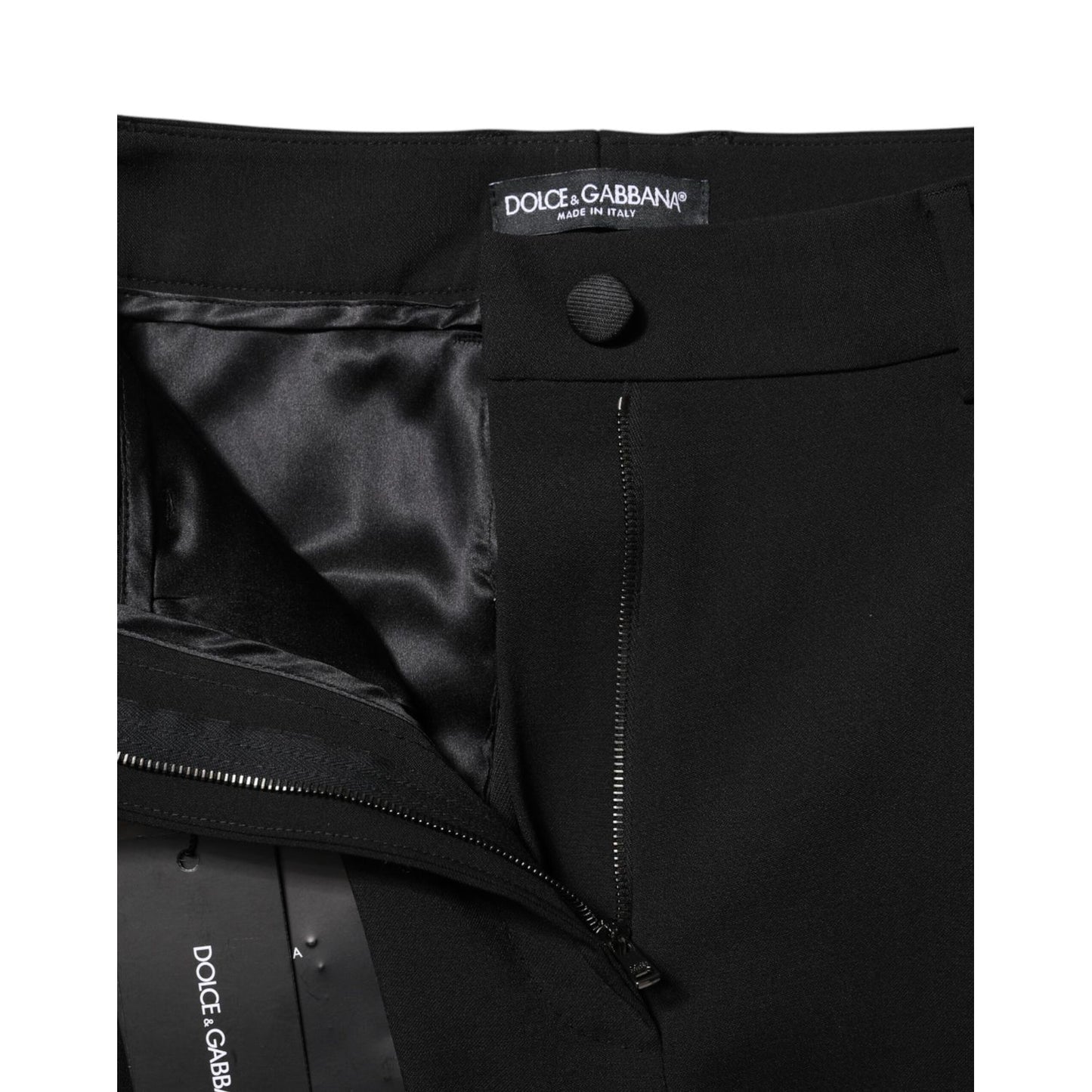 Dolce & Gabbana Black Wool High Waist Formal Pants Dolce & Gabbana