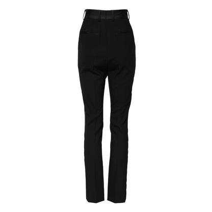 Dolce & Gabbana Black Wool High Waist Skinny Pants Dolce & Gabbana