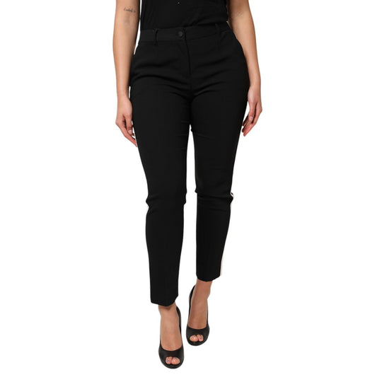 Dolce & Gabbana Black Wool High Waist Tapered Pants Dolce & Gabbana