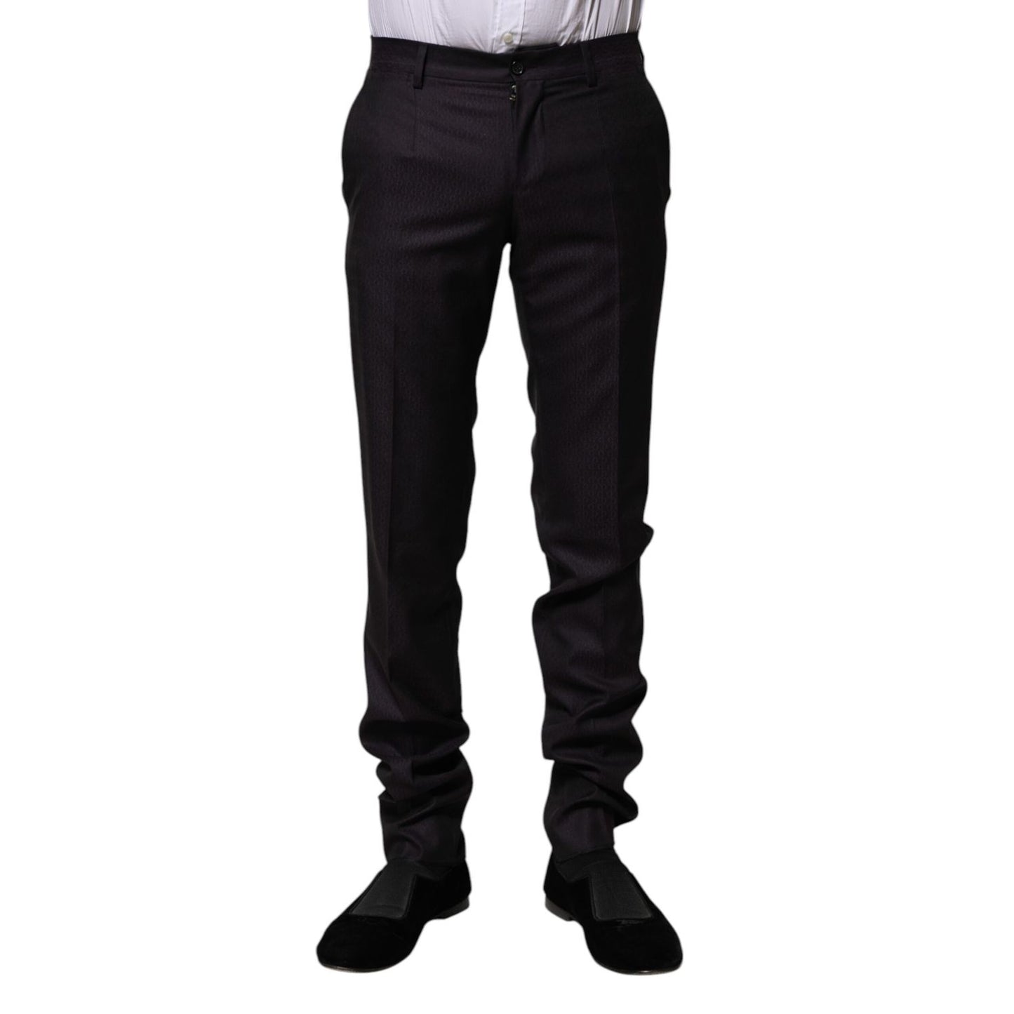 Dolce & Gabbana Black Wool Patterned Formal Pants 1728,67345645728,Black,Clothing,Dolce & Gabbana,Dress Pants - Pants - Clothing,IT44 | XS,Jeans & Pants - Men - Clothing,Material: 85% Virgin Wool 15% Silk,Men,Men - Clothing,New with tags,Pants - Clothing