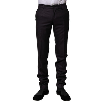 Dolce & Gabbana Black Wool Patterned Formal Pants 1728,67345645728,Black,Clothing,Dolce & Gabbana,Dress Pants - Pants - Clothing,IT44 | XS,Jeans & Pants - Men - Clothing,Material: 85% Virgin Wool 15% Silk,Men,Men - Clothing,New with tags,Pants - Clothing