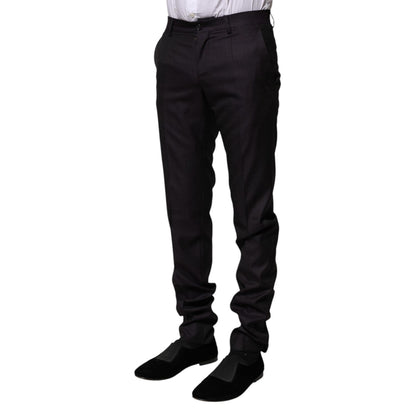 Dolce & Gabbana Black Wool Patterned Formal Pants 1728,67345645728,Black,Clothing,Dolce & Gabbana,Dress Pants - Pants - Clothing,IT44 | XS,Jeans & Pants - Men - Clothing,Material: 85% Virgin Wool 15% Silk,Men,Men - Clothing,New with tags,Pants - Clothing