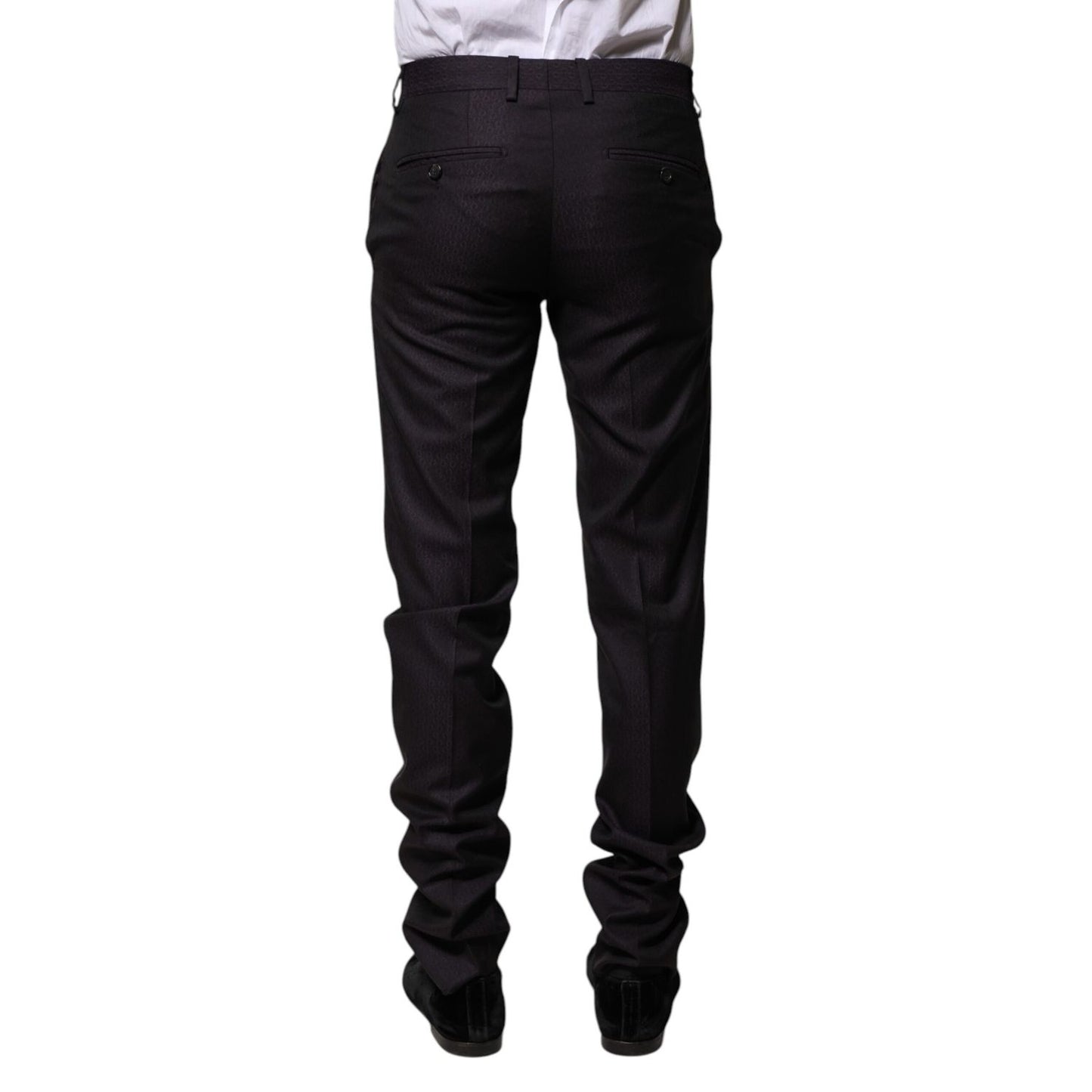 Dolce & Gabbana Black Wool Patterned Formal Pants 1728,67345645728,Black,Clothing,Dolce & Gabbana,Dress Pants - Pants - Clothing,IT44 | XS,Jeans & Pants - Men - Clothing,Material: 85% Virgin Wool 15% Silk,Men,Men - Clothing,New with tags,Pants - Clothing