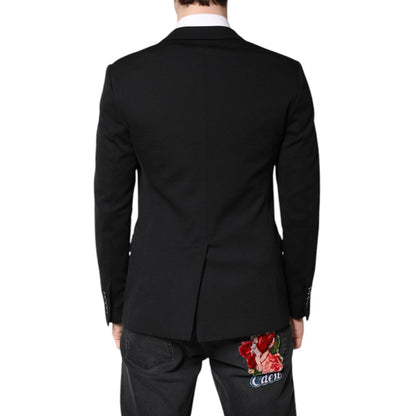 Dolce & Gabbana Black Wool Slim Fit Coat Blazer Jacket Suit Dolce & Gabbana