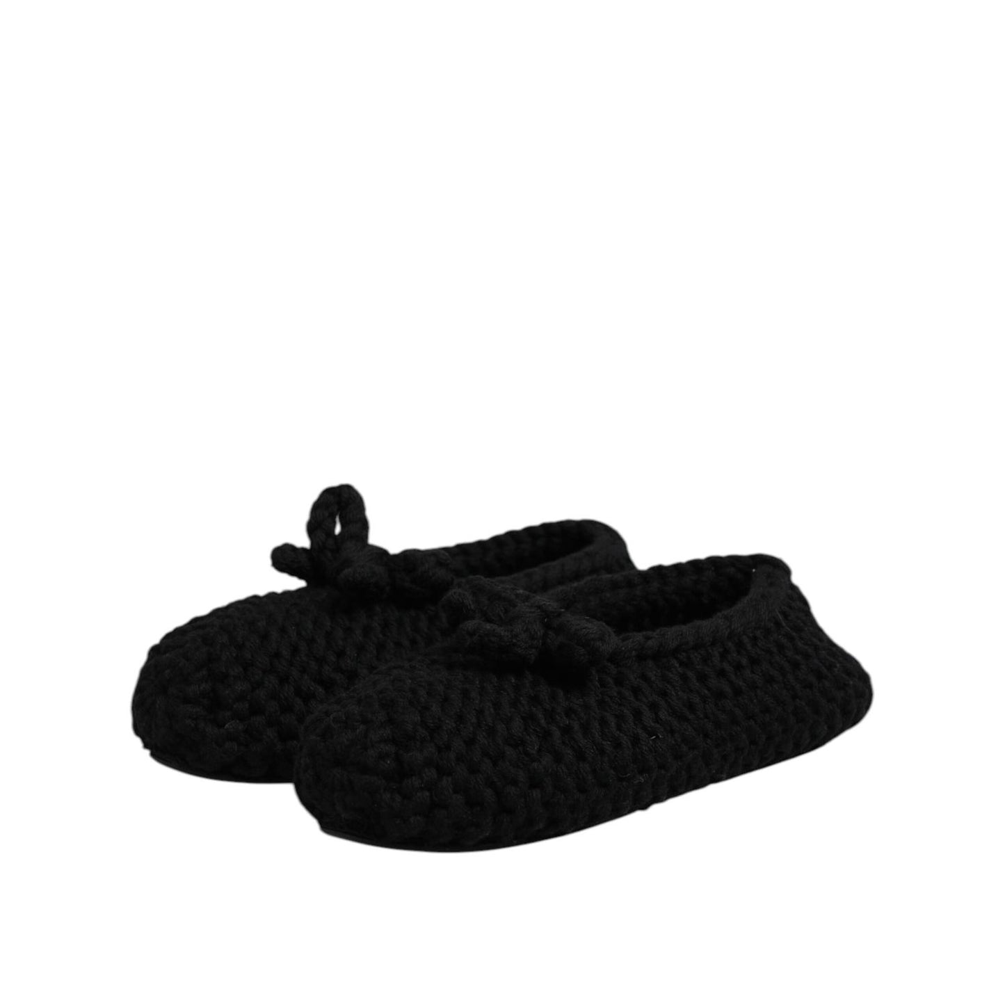 Dolce & Gabbana Black Wool Slip On Flats Ballerina Shoes Dolce & Gabbana