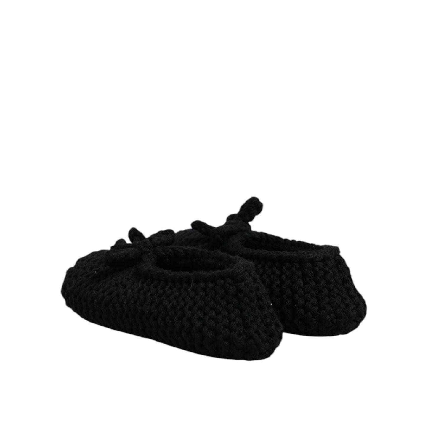 Dolce & Gabbana Black Wool Slip On Flats Ballerina Shoes Dolce & Gabbana