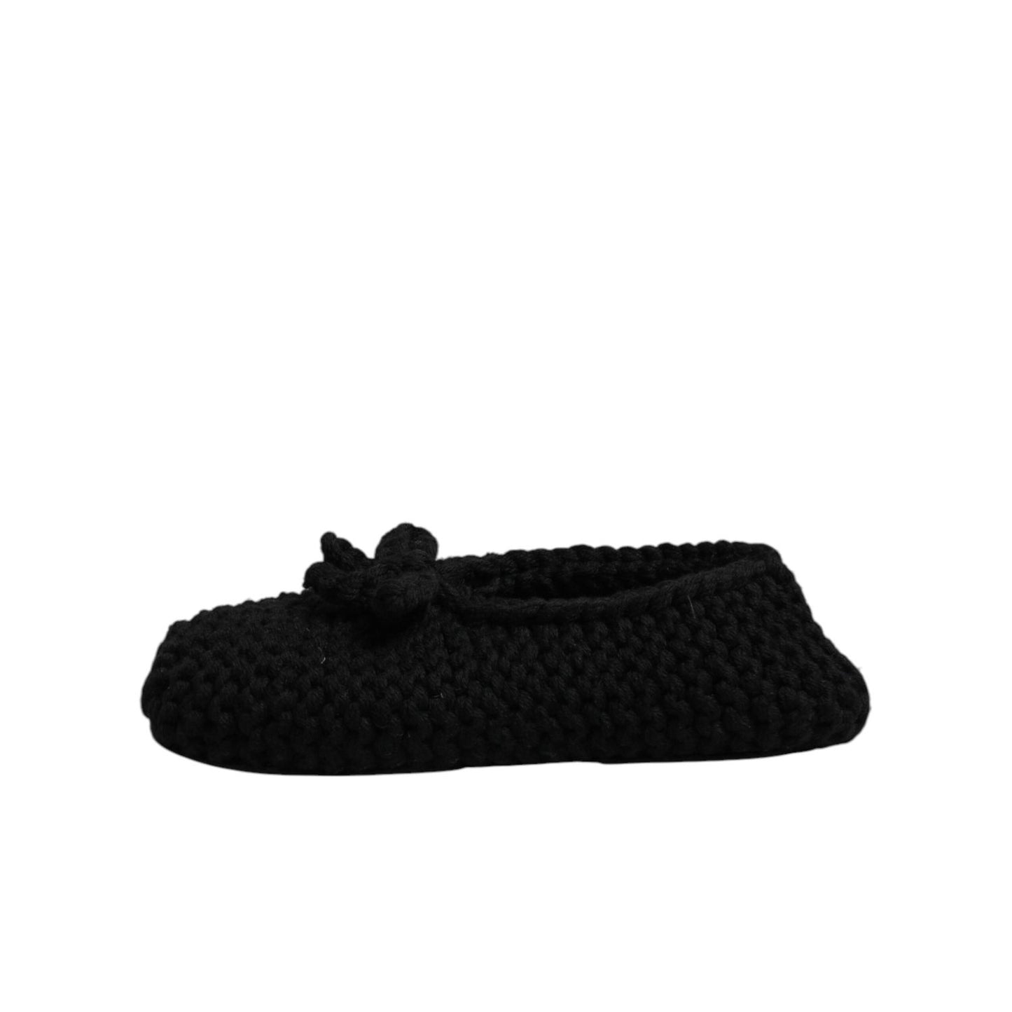 Dolce & Gabbana Black Wool Slip On Flats Ballerina Shoes Dolce & Gabbana