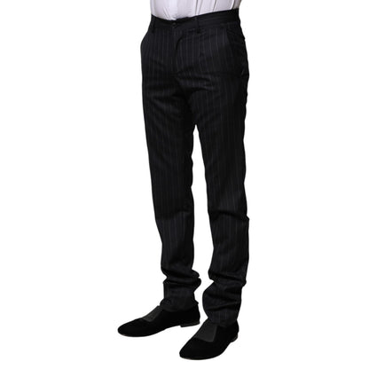 Dolce & Gabbana Black Wool Striped Formal Pants Dolce & Gabbana