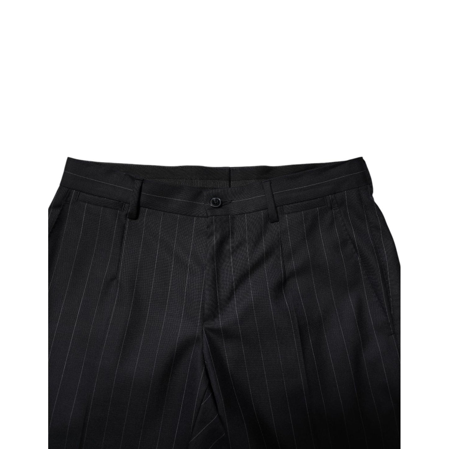 Dolce & Gabbana Black Wool Striped Formal Pants Dolce & Gabbana