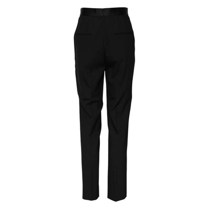 Dolce & Gabbana Black Wool Tapered High Waist Pants Dolce & Gabbana