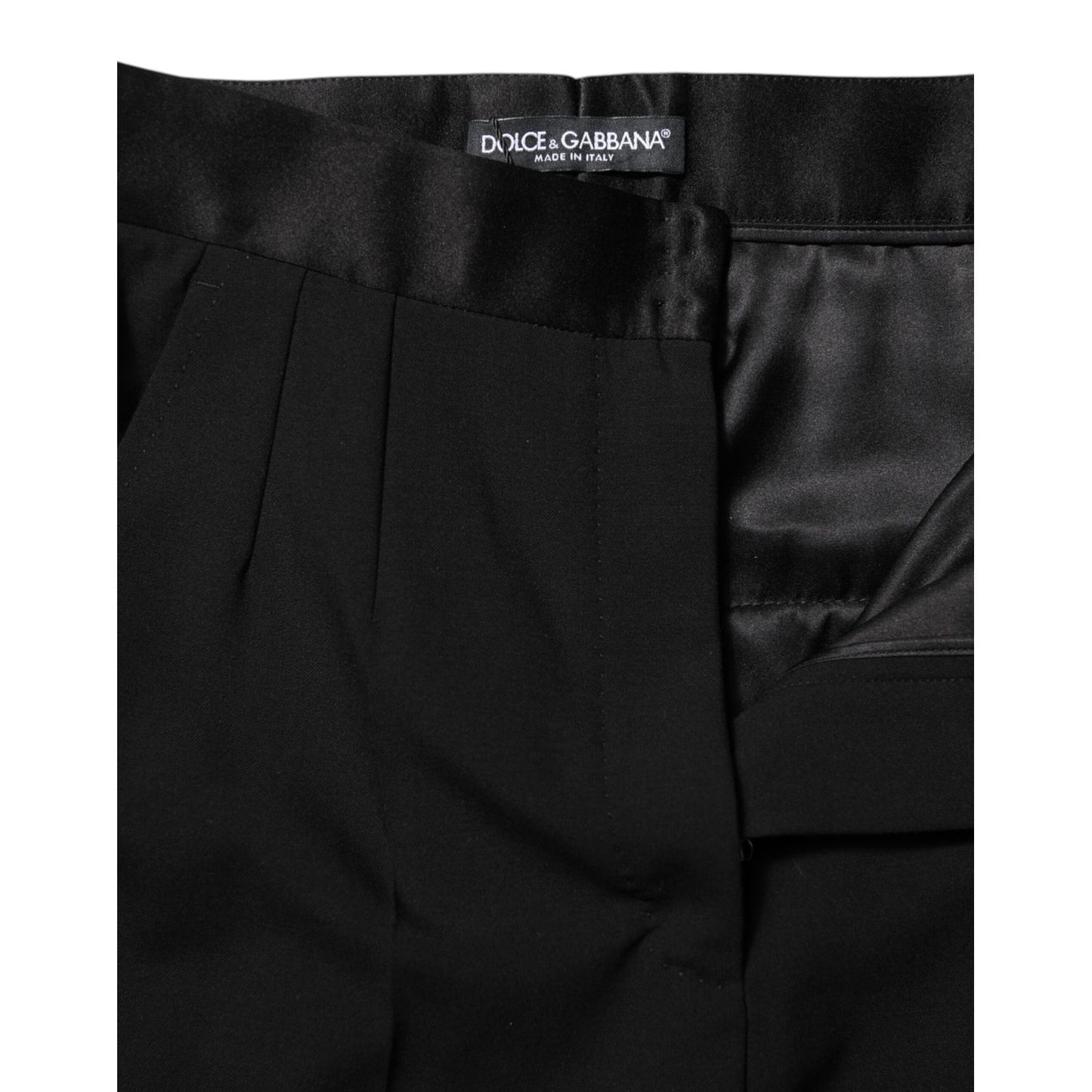 Dolce & Gabbana Black Wool Tapered High Waist Pants Dolce & Gabbana