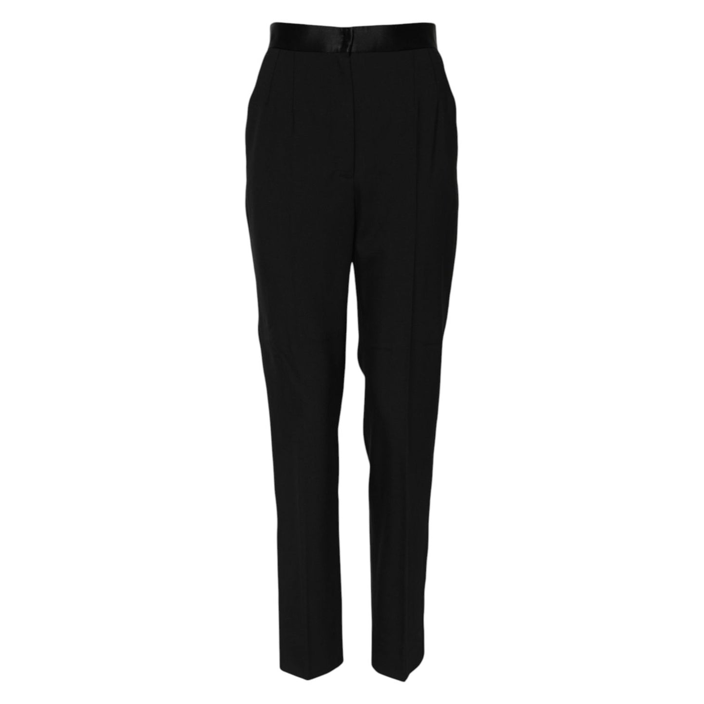 Dolce & Gabbana Black Wool Tapered High Waist Pants Dolce & Gabbana