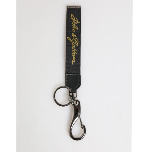 Dolce & Gabbana Black Yellow Polyester DG Logo Silver Keychain Keyring 1728,67345645728,Accessories,Black,Dolce & Gabbana,Keychains - Men - Accessories,Keychains - Other Accessories - Accessories,Material: 80% Polyester 10% Real Brass 10% Calfskin,Men,Men