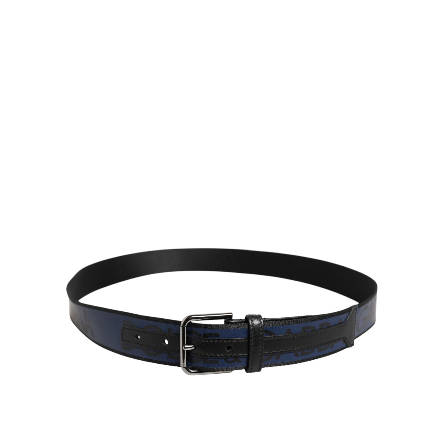 Dolce & Gabbana Blue Black Polyester Metal Buckle Belt