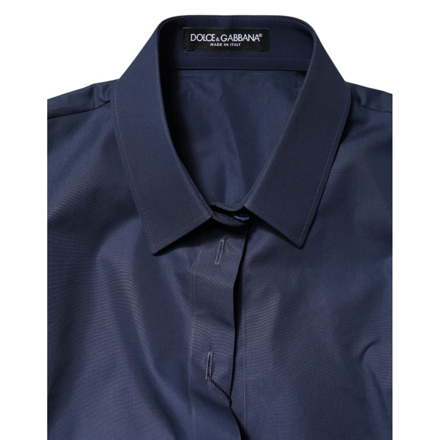Dolce & Gabbana Blue Cotton Short Sleeves Button Down Top Dolce & Gabbana